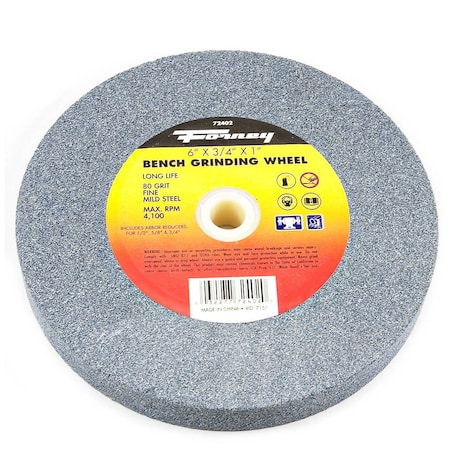 Forney Bench Grinding Wheel, 6 in x 3/4 in x 1 in 72402